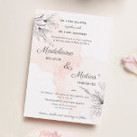 Convite Peach & cinza romântico romântico casamento elegan<br><div class="desc">Crie a suíte perfeita de Casamento com este romântico e delicado convite formal para casamento, com uma design floral elegante e na moda com uma mistura de ilustrações de flores desenhadas à mão em cinzas escuras e um layout moderno sobre um fundo aquoso cor-de-rosa-pêssego claro. Edite facilmente os campos de...</div>