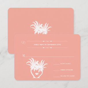 Convite Peach Coral Beach Destino Casamento RSVP