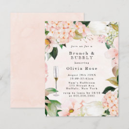 Convite Peach Cream Hydrangeas Brunch e Bubbles Invite