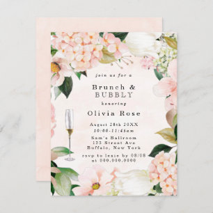 Convite Peach Cream Hydrangeas Brunch e Bubbles Invite