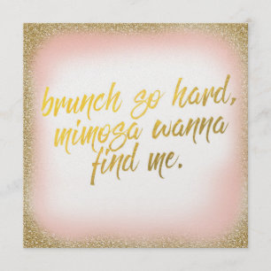 Convite Peach Dourado Brunch, tão Duro Invicto
