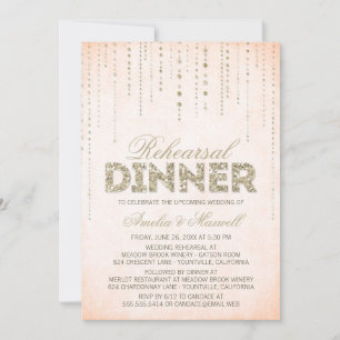 Convite Peach & Dourado Glitter Examinar Janto