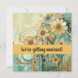 Convite Peach e Beige Floral Abstrato