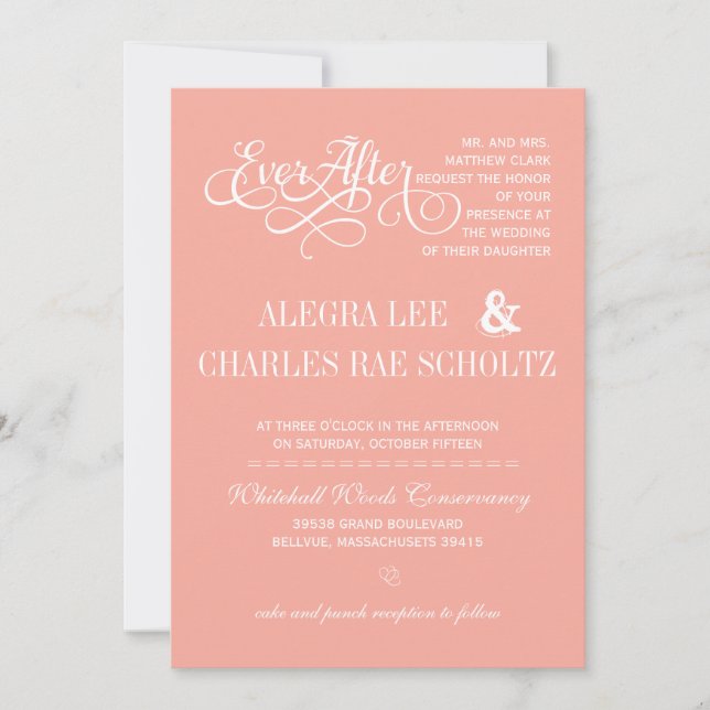 Convite Peach EverAfter Chalkboard Invitation (Frente)