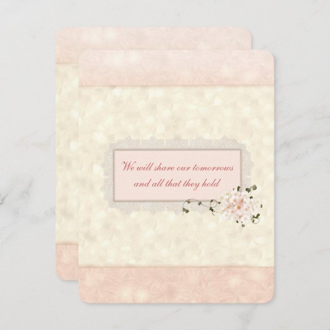 Convite Peach Floral and Lace Wedding (Frente/Verso)