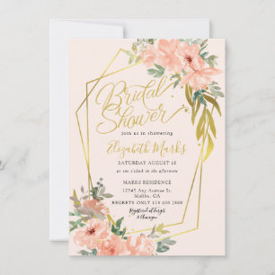 Convite Peach Floral Chá de panela