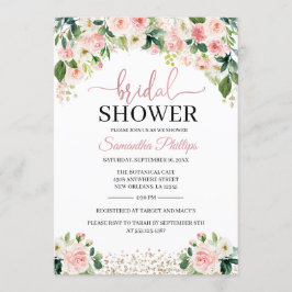 Convite Peach Floral Chá de panela