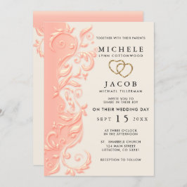 Convite Peach Floral Swirl Wede RSVP