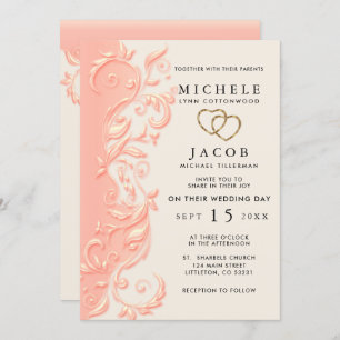 Convite Peach Floral Swirl Wede RSVP