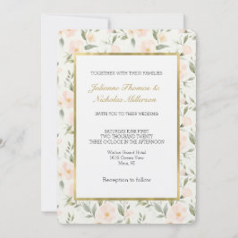 Convite Peach Floral Wedding