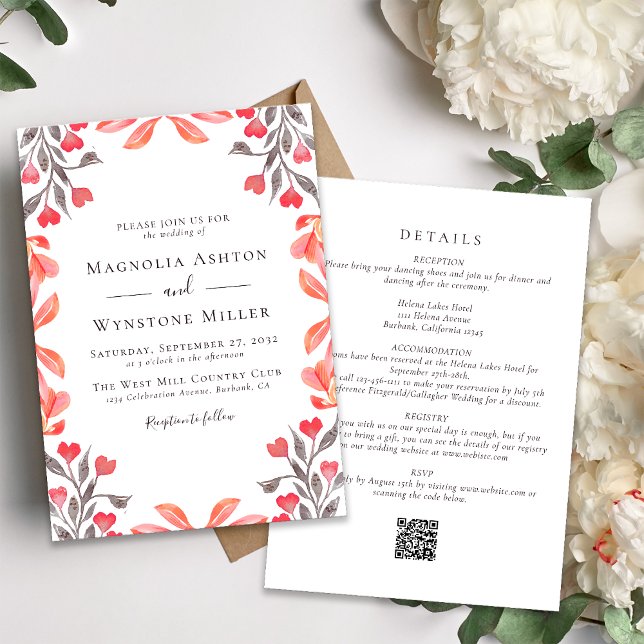 Convite Peach Florals All in One Wedds (Criador carregado)