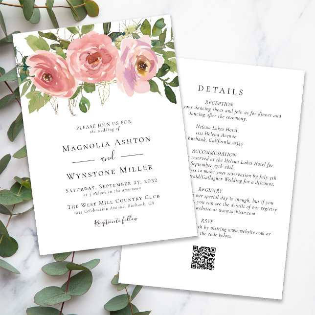 Convite Peach Florals All in One Wedds (Criador carregado)