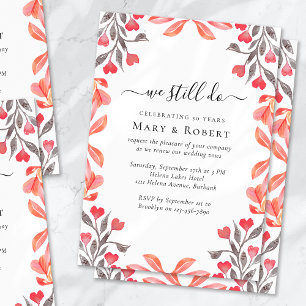 Convite Peach Florals Nós Ainda Fazemos Vow Renewal 50º Ca