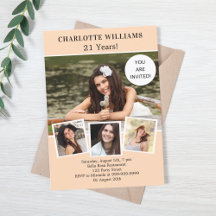 Peach foto colage aniversário de luxo