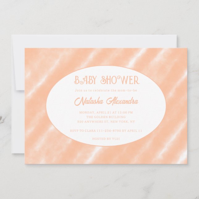 Convite Peach Fuzz Color Watercolor Abstrato Patterno (Frente)