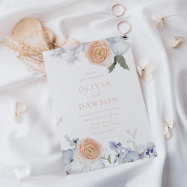 Convite Peach Fuzz Dusty Blue Modern Elegance