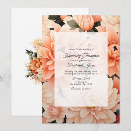 Convite Peach Fuzz Floral Wedding