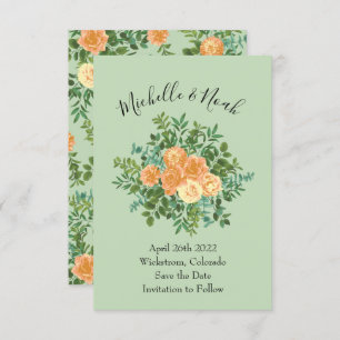 Convite Peach Green Wedding Primavera Pastel