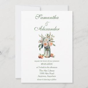 Convite Peach Mason Jar Wedding