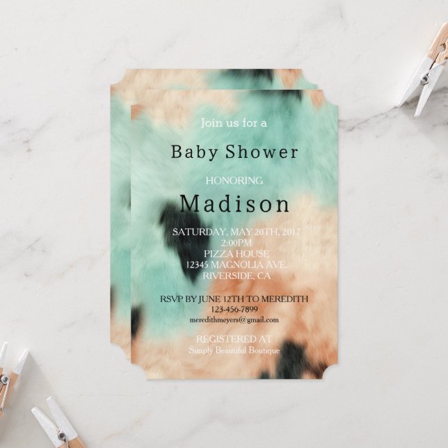 Convite Peach Mint Cream Southwest Cowgirl Couro (Frente/Verso In Situ)