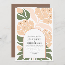 Convite Peach Mist Abstract Floral Modern Spring Wedding