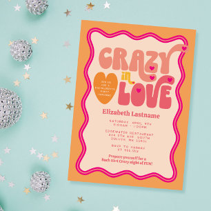 Convite Peach Orange Crazy in Love Festa de solteira