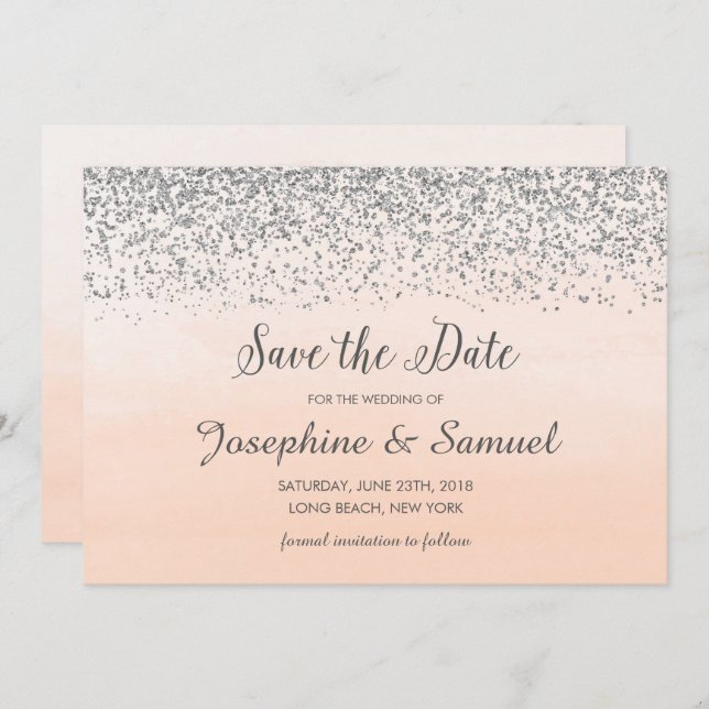 Convite Peach Orange Watercolor Salvar Data (Frente/Verso)