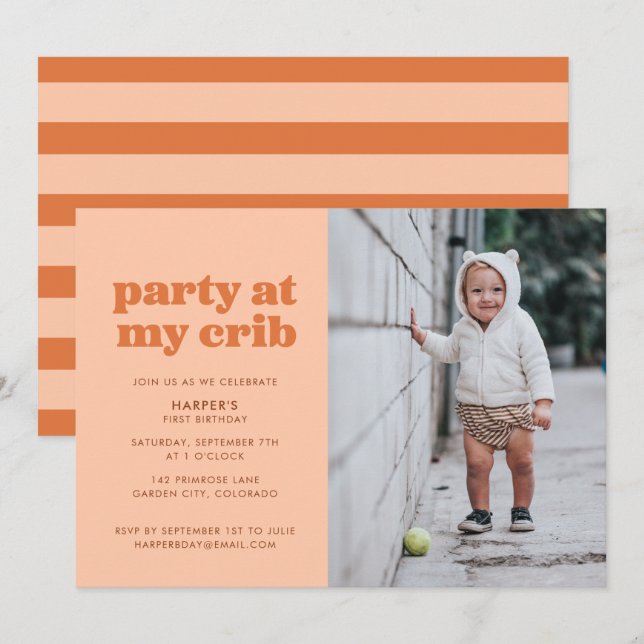 Convite Peach Party (Partido de Pêssego) (Frente/Verso)