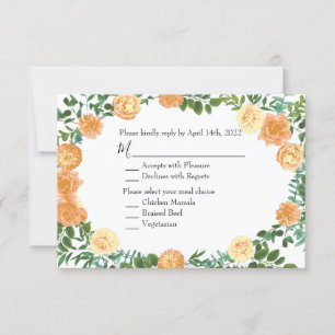 Convite Peach Peony & Rosa Floral Invent Placa de Resposta