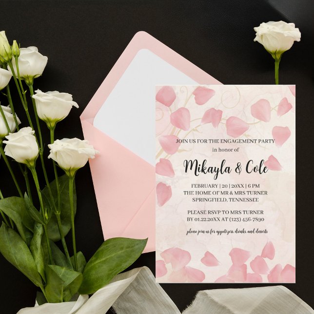 Convite Peach Petals & Cream Festa de noivado Invite (Criador carregado)