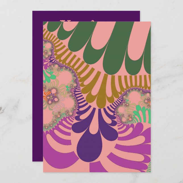 Convite Peach Rainbow Mod (Frente/Verso)