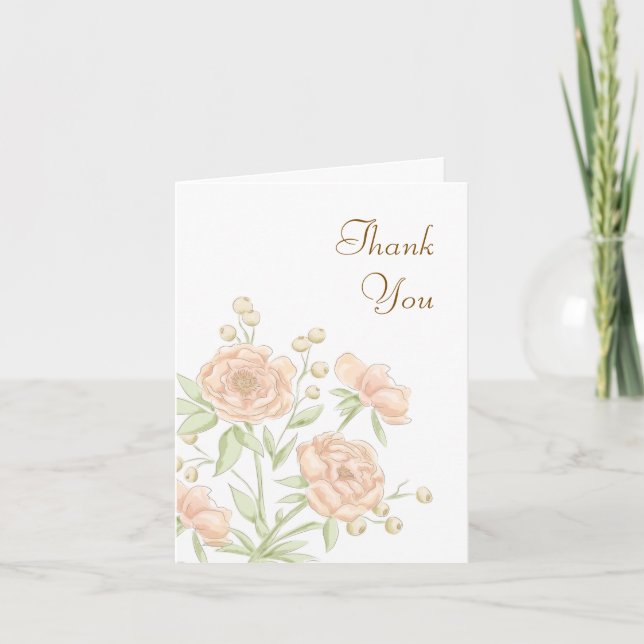 Convite Peach Rose Wedding Thank You Cards (Frente)