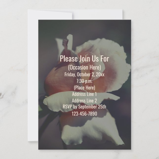 Convite Peach Rosebud Floral Invitation (Frente)