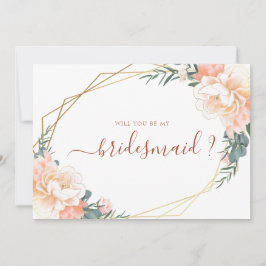 Convite Peach Terracotta Dourado Você Será Minha Porta-Voz