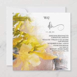 Convite *~* Peach Watercolor Floral AR15 QR RSVP WEDDING I
