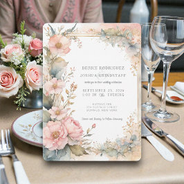 Convite Peach Watercolor Floral Wedding Invitation 
