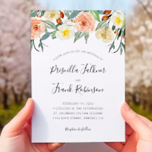 Peach Watercolor Flowers All In One Wedding (Flore