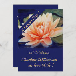 Convite Peach Waterlily Watercolor Floral Birday