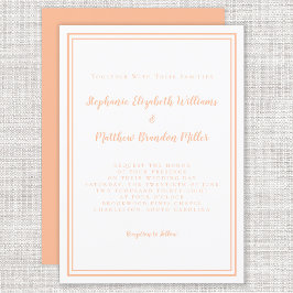 Convite Peach White Wedding Simple Minimalist Chic Modern