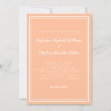 Peach White Wedding Simple Minimalist Modern Chic