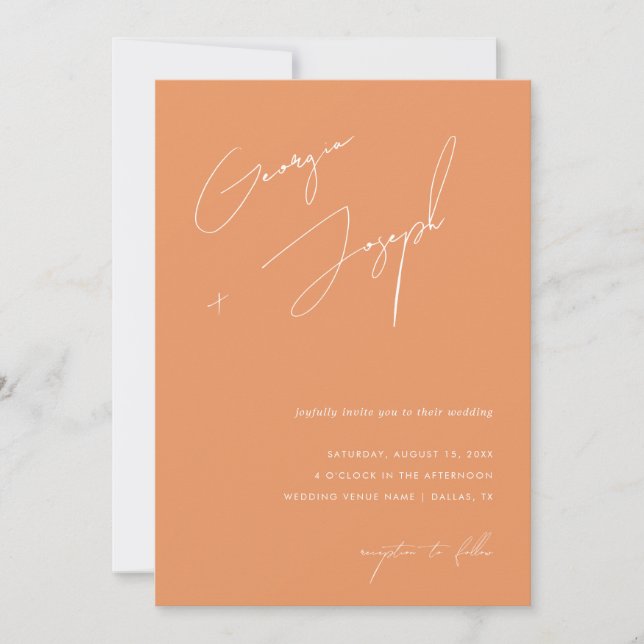 Convite Peachy Orange | Sequestro de Código QR de Foto Scr (Frente)