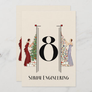 Convite Peacock Art Deco Flair Tabela de Natal Número 8