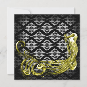 Convite Peacock do ouro no aniversário do Casamento tema d