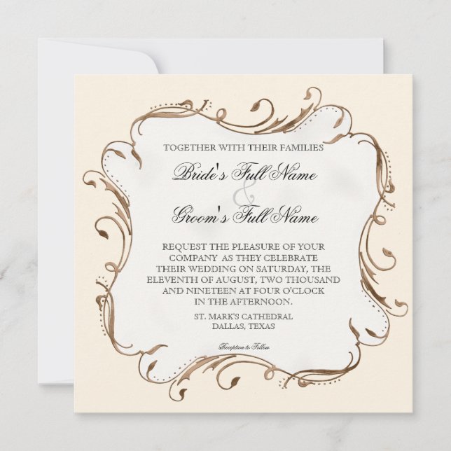 Convite Peacock Feather n Swirls Modern Wedn Invitation (Frente)