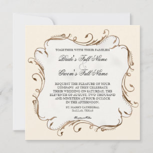 Convite Peacock Feather n Swirls Modern Wedn Invitation