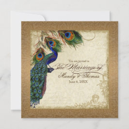 Convite Peacock & Feather Vintage Dourado Olhar, Cabeça