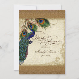 Convite Peacock & Feather Vintage Dourado Olhar, Cabeça