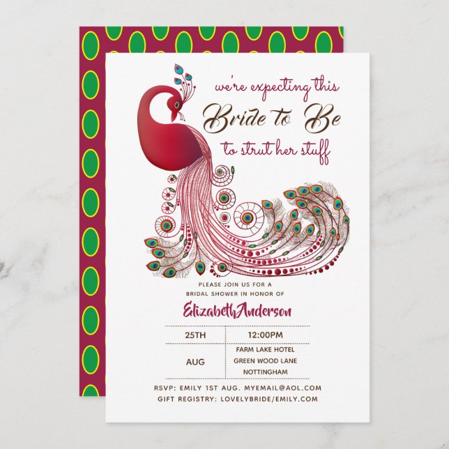 Convite Peacock Node 2 Seja Apertada Seu Chá de panela De  (Frente/Verso)