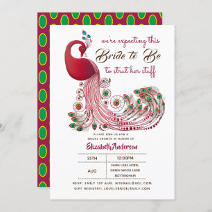 Convite Peacock Node 2 Seja Apertada Seu Chá de panela De