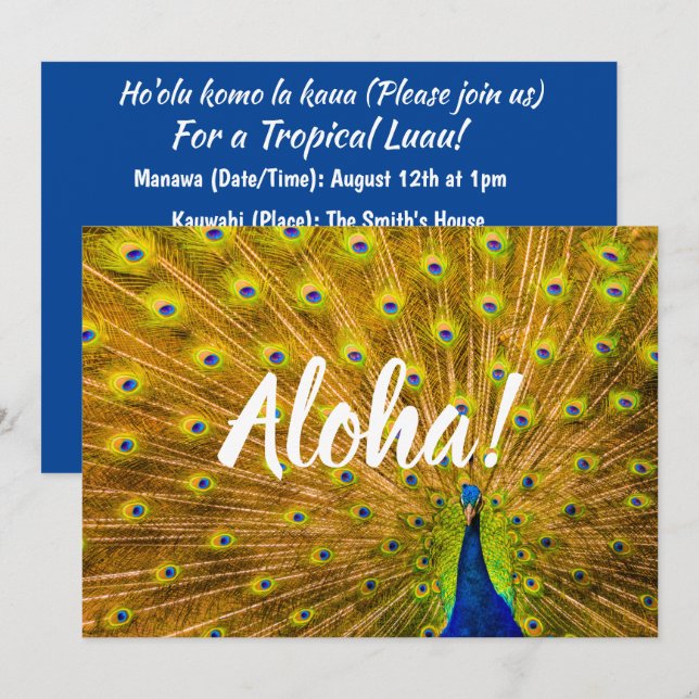 Convite Peacock, Silver Falls, Kauai, Havaí (Frente/Verso)